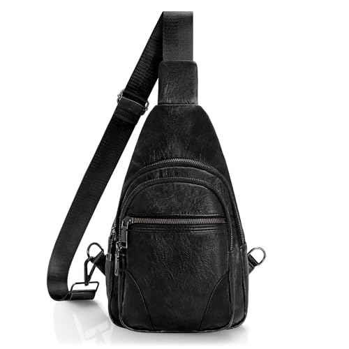 Image of JASGOOD Anti Theft Small Sling Bag for Women Leather Fanny Packs Crossbody Bags Trendy Anti-Theft Sling Purse for Travel