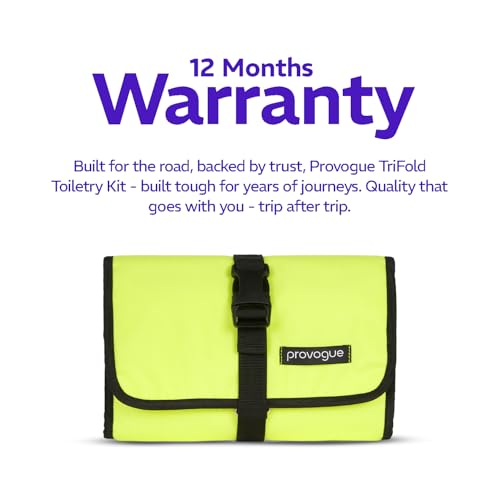Image of Provogue Trifold Toiletry Kit for Men and Women, Polyester Cosmetic kit, Travel Organiser Pouch with Foldable Design and Buckle Closure, Travel Accessory for Men and Women, Glow Lime