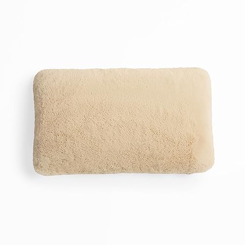 UnHide Squish Lumbar Pillow - Faux Fur Pillow - Extra Soft Throw Pillow - Rectangular Shaped, Polyester Fill - Machine Washable - Perfect for Living Room Or Bedroom - 10” x 18” - Beige Bear