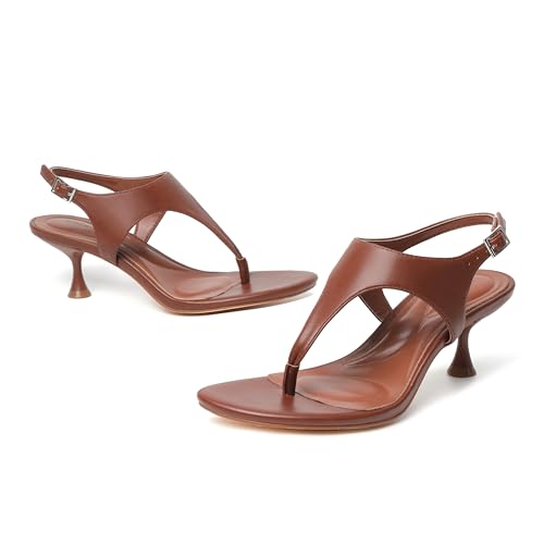 Image of vivianly Kitten Heels for Women Dressy Thong Sandals Slip-On Summer Flip Flop Heels with Soft Straps & Low Block Heel for Women, Comfortable for Party Daily