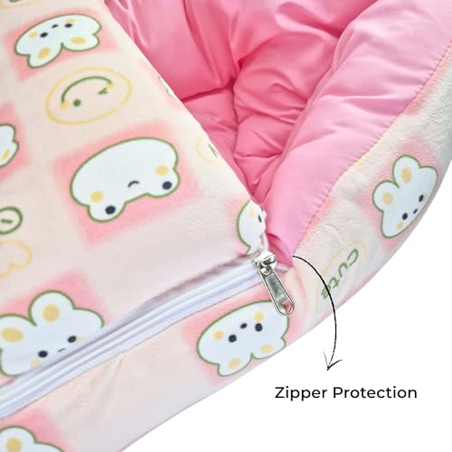 Image of VoiDrop Velvet Baby Carry Bed Infant Lounger Sleeping Bag 3 in 1 for New Born Babies | Baby Portable Travelling Bed for Infants Premium QULAITY with Super Soft Inner (Rose Pink)