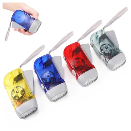 BFVV 4 Pack Hand Crank Emergency Flashlight, No Battery Required, 3 LED Bright Lights, Portable Wind-Up Flashlight for Camping, Hiking, Outdoor, Home & Car Emergencies, Easy Use for Kids & Adults