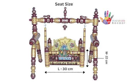 Image of Wooden Hindola Parna Krishna Jhula Foldable Beautiful Swing (Cherry Pearl Yellow), 24 x 48 x 43 Cm