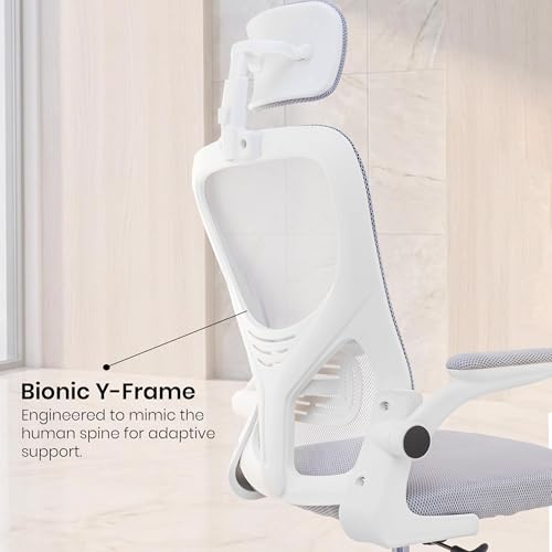 Image of Casa Copenhagen Grey White | High Back Imported Mesh Fabric Boss Office Chair | Y Design Ergonomic Back Support | 2D Aero Design Adjustable Armrests | Synchro Tilt Lock Mechanism Support
