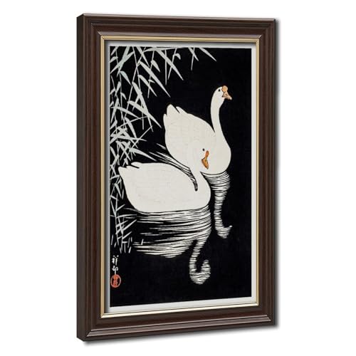 Toile oies japonaises Ohara Koson grand format 50x75 cm cadre suspendu