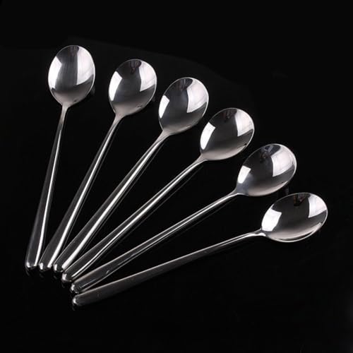 Cucharas de mango largo de acero inoxidable resistentes para un servicio de catering impecable 7
