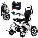 Foldable Electric Wheelchair, Folding Power Chair, Mobility Chair, 20 KM Removable Lithium Battery, 2 X 200W Brushless Motor,19 KG Ultra Lightweight, Aluminium Frame, Electro Magnetic Brake, Arm Rest