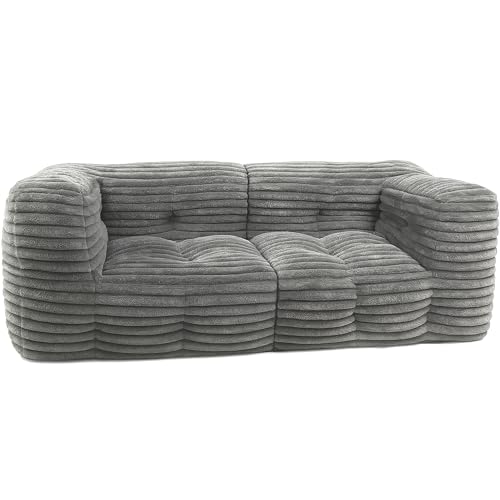 bananair - Divano 3 Posti Modulabile in Morbido Tessuto a Coste - Confortevole con Imbottitura in Schiuma e Fibra - Design Innovativo, Trasformabile in 2 Pouf XXL (Grigio Scuro)
