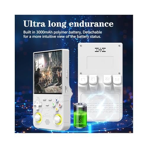 gamesoul R36 Ultra Retro Handheld Game Console, 4.0 Inch IPS Screen, 64G Storage, 20000+ Games, 3000mAh Rechargeable, Linux, Blue 6
