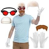 SPORTBANG 6 Pcs Halloween Egg Costume for Men Bald Holster Goggles Beard Gloves Halloween Party for Cosplay (Red)