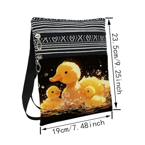 Rubber Duck Messenger Bag Small Ethnic Pattern Printed Adjustable Strap Crossbody Zipper Bag Rubber Duck Phone Bag Wallet Cute Shoulder Handbag for Women Friends -52