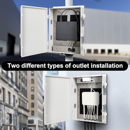 Image of Namunanee Outdoor Electrical Junction Box with High Power Outlet, ABS Water Resistant Enclosure with Internal Mounting Panel & Hinged Cover. (18.1 inch H* 12.6 inch L* 4.3 inch W & Outlet)