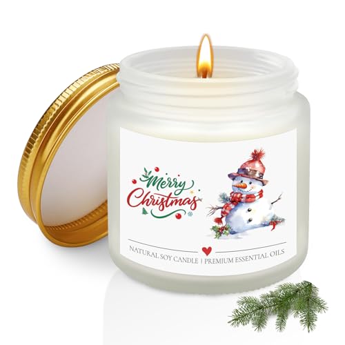 Christmas Scented Candle Gifts for Women, 3.5oz Fir Cedar Tree Scented Christmas Candle, Natural Soy Wax Glass Jar Candles Gifts, Xmas Candles for Men Women Mum Friends Wife