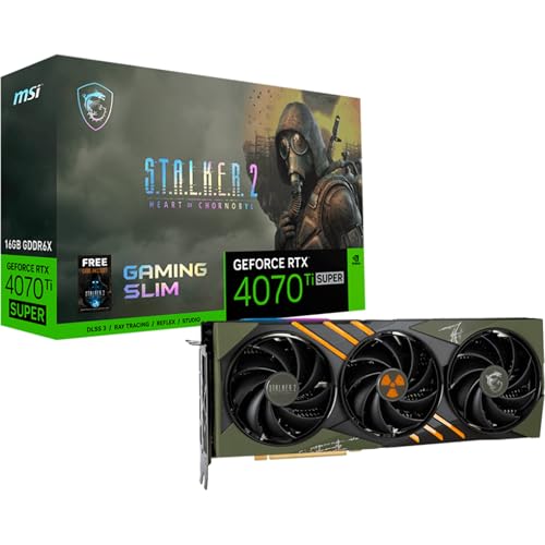 Nvidia GeForce RTX 4070 Ti e 4070 MSI GeForce RTX 4070 Ti SUPER 16G GAMING SLIM STALKER 2 EDITION Scheda Video - 16GB GDDR6X, 2625 MHz, PCI Express Gen 4, 256-bit, 3x DP v1.4a, HDMI 2.1a (Supporta 4K & 8K HDR)