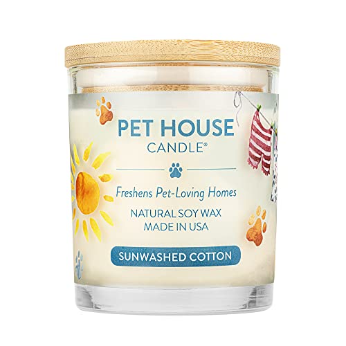 One Fur All - 100% Natural Plant-Based Wax Candle, 30+ Fragrances - Pet Odor Eliminator, Appx 60 Hours Burn Time, Scented Jar Candles – Pet House Candle, Sunwashed Cotton #TOP24