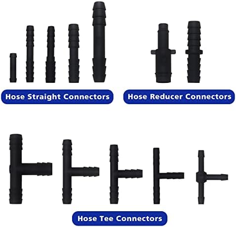Vacuum Connector Assortment, Automotive Vacuum Tubing Connector Vacuum Tee Connector Assortment Kit, Black Nylon