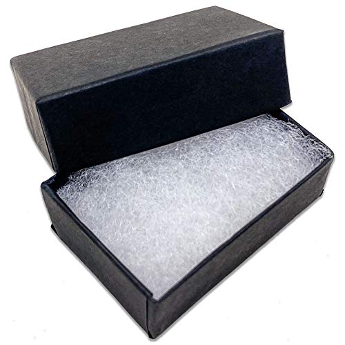 The Display Guys – Cardboard Jewelry Boxes With Cotton – 100 Pack – Matte Black – #10 (1.9" x 1.3" x 0.7")