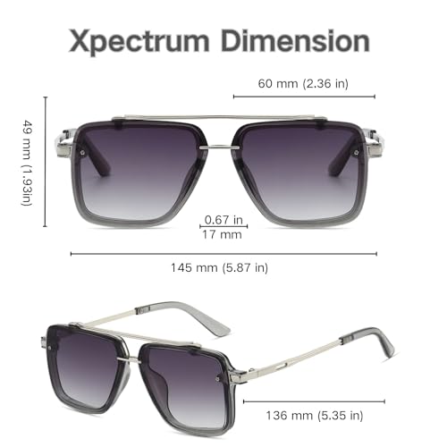 Image of Xpectrum Retro Square Aviator Sunglasses for Men Women Vintage 70s Disco Gangster Style Rectangle Glasses