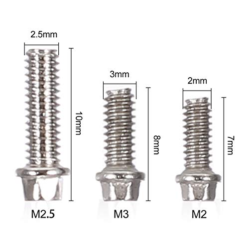 OWSOO Parafusos de aço inoxidável 50PCS M2 com ferramenta de chave para carro de rastreador RC Jante