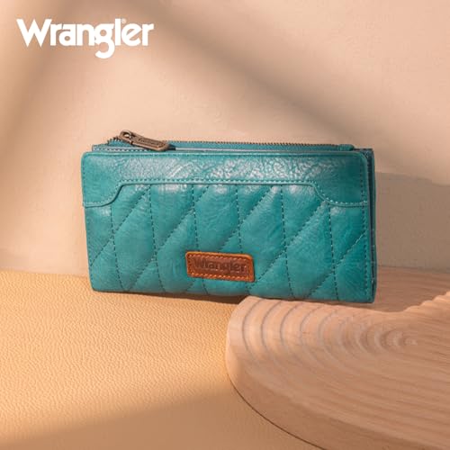 Image of Wrangler Wallets for Women Slim Quilted Wallet Ladies Female Bifold Wallets, Card Cases & Money Organizers Thin Minimalist Travel Wallet with Coin Purse and Smooth Zipper