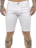 BRAND KRUZE Mens Slim Fit Stretch Casual Cotton Chino Shorts Summer Smart Work Half Pants KZS104 White 34