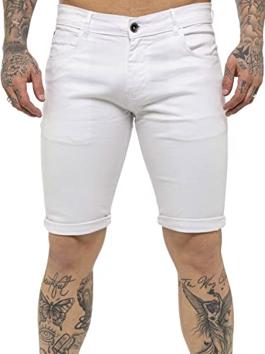 Image of BRAND KRUZE Mens Slim Fit Stretch Casual Cotton Chino Shorts Summer Smart Work Half Pants KZS104 White 32