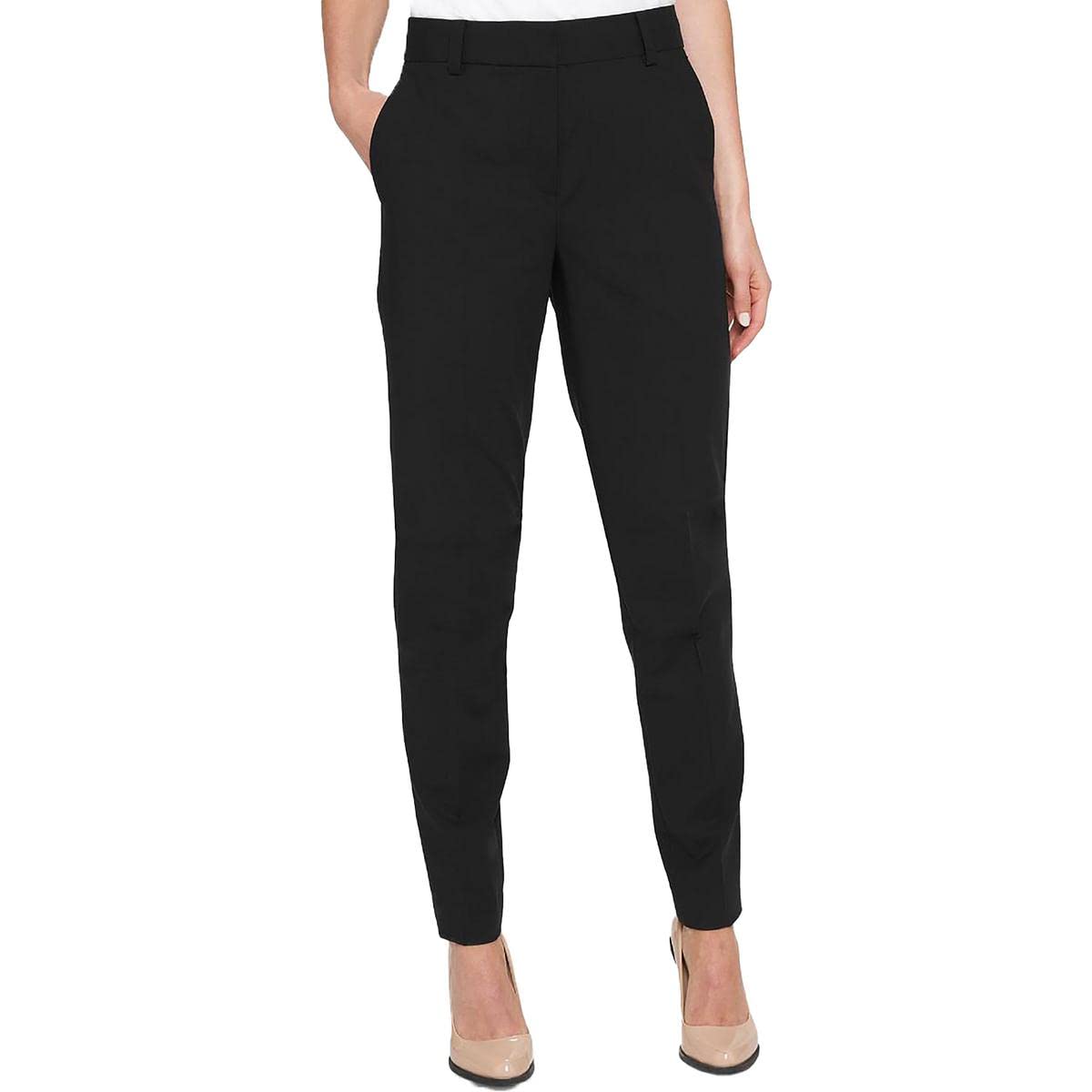 DKNY Womens Petites Essex Slim Mid-Rise Skinny Pants Black 6P