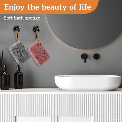 Ymapinc 2 Stück Badeschwamm Groß Komfort Duschschwamm für Badezimmer Weicher Luffa Schwamm Körperreinigungs Zubehör für Männer und Frauen Grau Rotbraun