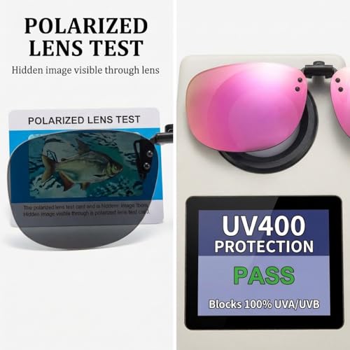 Image of Polarized Clip On Sunglasses, Flip Up Anti-Glare Driving Clip-on Shades, UV400 Protection Lens for Men Women