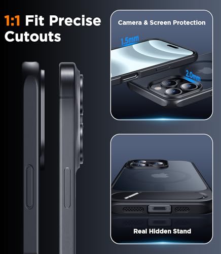 Image of Magnetic Stand Case Designed for iPhone 16 Pro Case 6.3 inch 2024 -Black