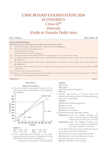 Image of Oswaal CBSE Class 12 Economics Question Bank | Chapter & Topic-wise Solved Papers (2017-2026) | Based on Syllabus (April 2026) | Includes 2026 Papers | For 2027 Exam