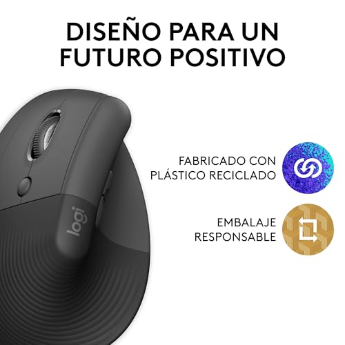 Ratón ergonómico vertical premium Logitech Lift para zurdos con 4 botones y diseño elegante 6