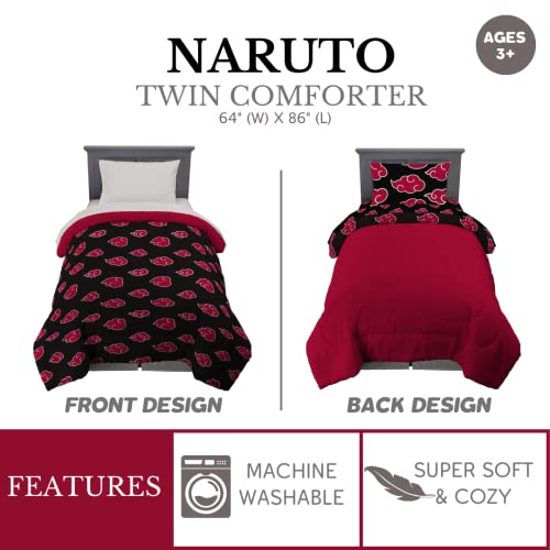 Image of Franco Naruto Anime Akatsuki Bedding Super Soft Cozy Microfiber Reversible Comforter, Twin, (Officially Licensed Product)