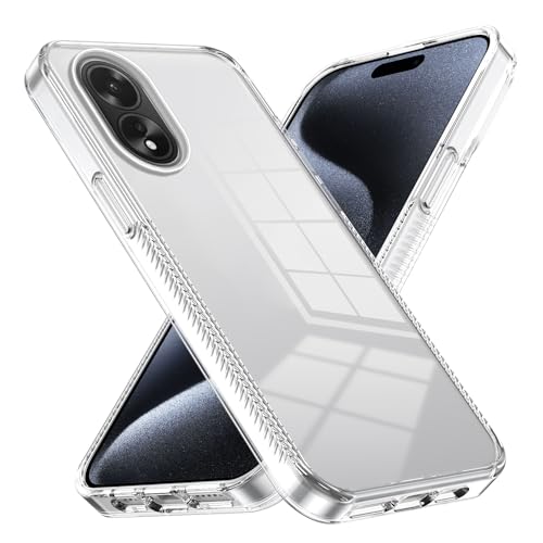 BIOPLJ Case for OPPO A38 4G Heavy Duty Protective with Tempered Glass [Slim Fit] Shock Proof Soft Flexible Shock-Absorption TPU Protective Design for Oppo A18 4G Case (Transparent B)