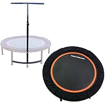 LEAPS & REBOUNDS 48" Adjustable Stability Bar Attachment with 48" Mini Fitness Trampoline and Home Gym Rebounder for Cardio Exercises, Orange