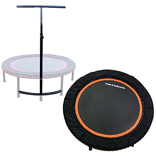 Leaps & Rebounds 48" Adjustable Stability Bar Attachment With 48" Mini Fitness Trampoline And Home Gym Rebounder For Cardio Exercises, Orange #TOP5