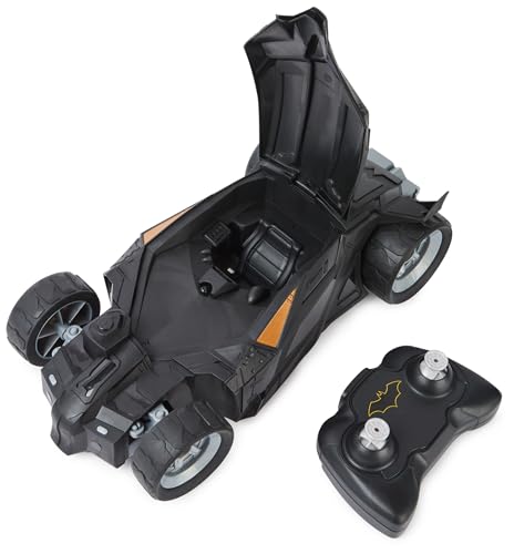 DC Comics - Batman Batmobile mit Fernsteuerung und Batman Figur (10cm) (2,4 GHz), einfach zu Fahren, kompatibel mit den Batman-10cm-Figuren, Maßstab 1:20, ab 4 Jahren