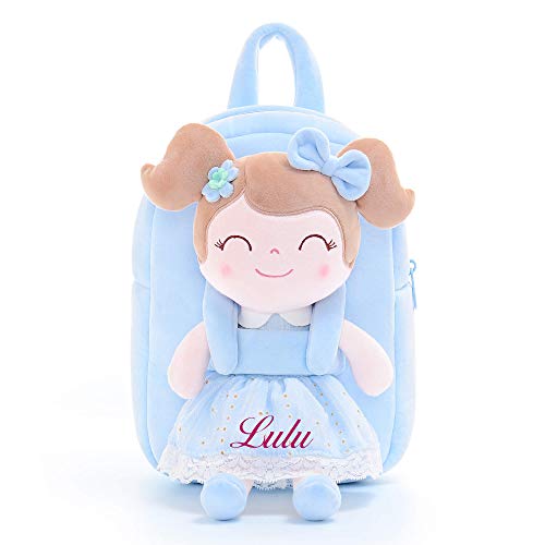 Gloveleya Kinderrucksack Personalisiert Kleinkindrucksäcke Cartoonrucksack mit Frühlingsmädchen Puppe Blau Über 2 Jahre Alt Cover