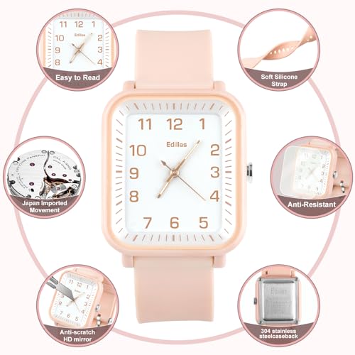 Image of Edillas Kids Teens Watch Analog Girls Boys, Waterproof Stylish Watch for Children,Students with Soft Silicone Strap for Kids Teens 4-16 Years Old