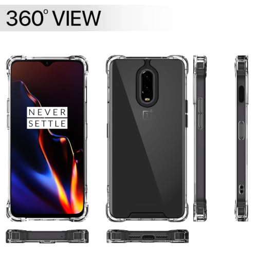 Image of Outlouders Back Cover for OnePlus 6T / OnePlus 7 Clear Transparent PC + TPU Bumper Case with Raised Edges for Shockproof Protection (Transparent)