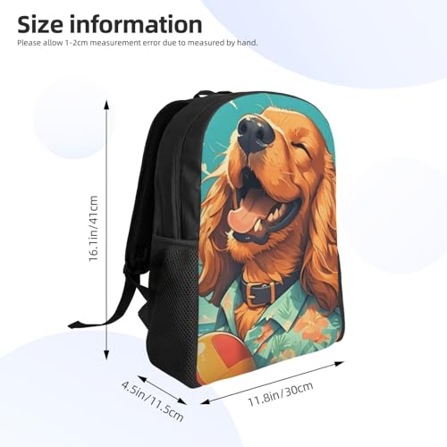 High Capacity Cocker Spaniel Playing with A Ball Backpack Large Multipurpose Bag Double Zipper Backpack Unisex 16 Inch4