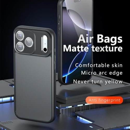 Image of Matte PC+TPU Phone Case for iPhone 17 Pro Max, Black | Air Bag Corner Protection, Anti-Fingerprint, Never Turns Yellow, Micro Arc Edge, Camera Lens Guard