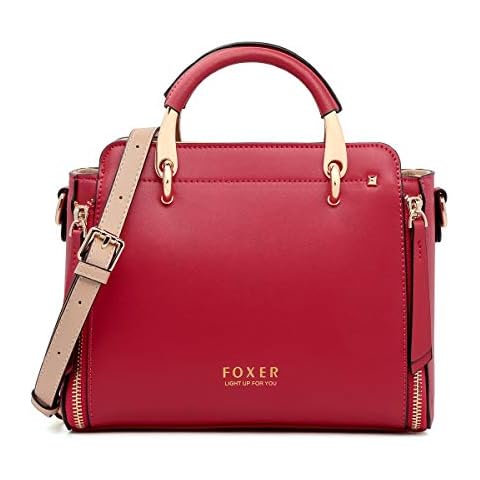 Leather Handbags for Women, Ladies Top-handle Bags with Adjustable Strap, Red, One Size Cover