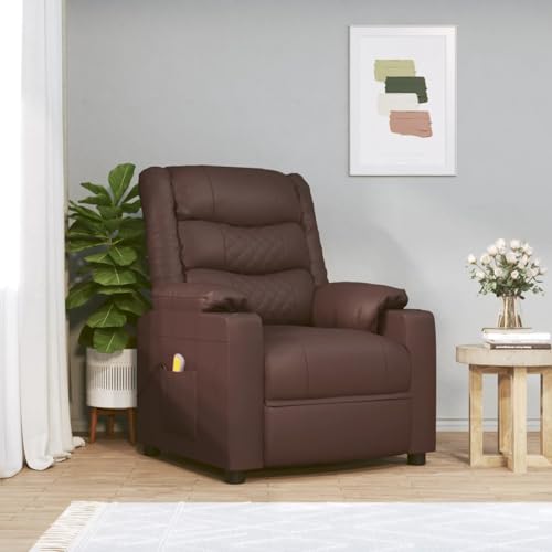 Homgoday Sillón de Masaje Reclinable con 3 Posiciones, 6 Puntos de Masaje, Función de Vibración, Acolchado Grueso, Cuero Sintético, Estructura de Madera y Metal Modelo WQZJJ-348051ES