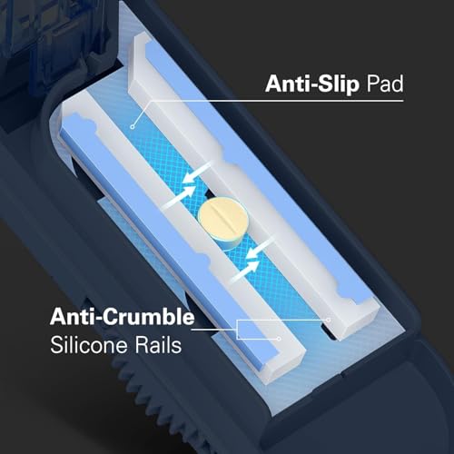 Image of ONE PIX Multiple Pill Cutter Splitter for Small and Tiny Pills, Accurate 1 /2 Tablet Splitter with Adjustable Bars & Hidden Blade, Safely Cuts Large Medication for Seniors & Pets, Blue