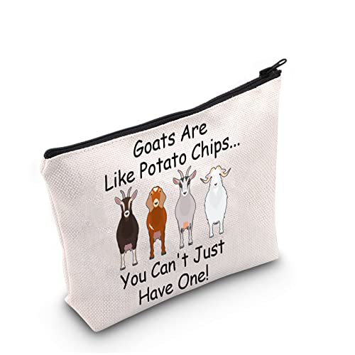 Goat Lover Gift Goats are Like Potato Chips Makeup Bag Goat Owner Cosmetic Bag Goat Lovers Gift Farmer Gift Zipper Travel Bag (Goats are Like Potato Chips)