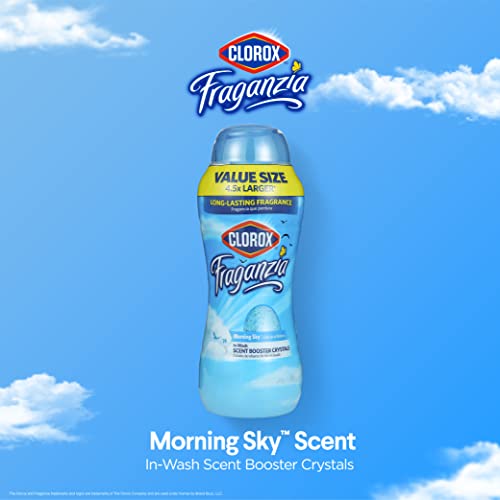 Image of Clorox Fraganzia Laundry Scent Booster Crystals, In-Wash Fragrance Beads for Fresh-Smelling Clothes & Linens, Safe for All Fabrics & Colors, Easy-Pour Bottle, Morning Sky Scent, 70 Oz
