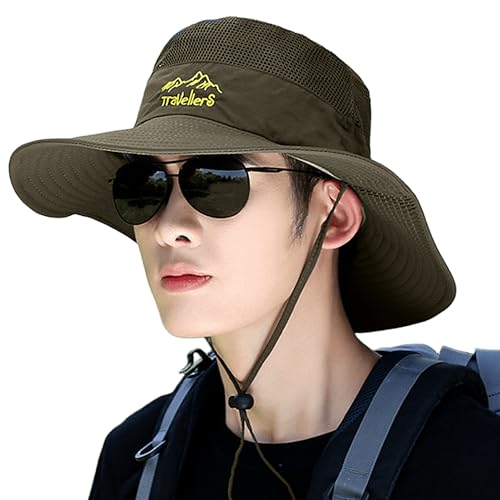 Image of Kraptick Headwear Hat - Lightweight Sun Hat with Foldable Boonie Cap Travellero Round Hat for Travel, UV Protection Summer Cap & Chin Strap with Adjustable Toggle for Secure Fit