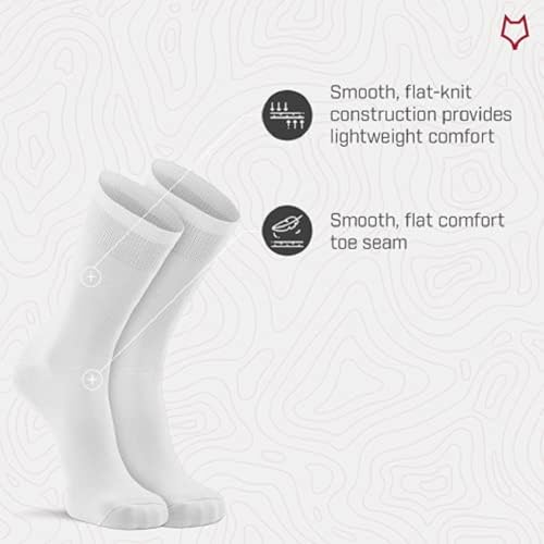 Fox River Wick Dry Crew Liner Sock, CoolMax Thin Fabric for Comfort, Breathable, Moisture Wicking, Performance Boot Socks, White, Medium