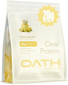 Clear Whey Isolate Protein Powder Sabor Limão Gelado, 20g de Proteína Completa por Porção, Sem Açúcar Adicionado, Grama Alimentada, 21 Porções